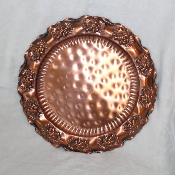 Gregorian solid copper plate hammered hanging Made in USA flowers pattern 13" - Picture 9 of 9
